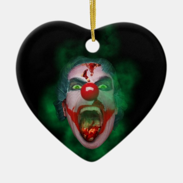 Evil Joker Clown Face Ceramic Ornament (Front)