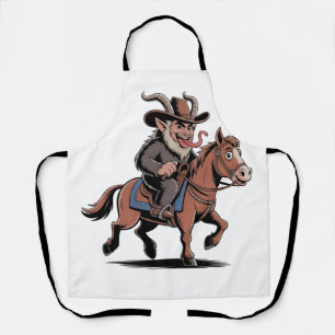 EVIL Krampus Christmas Cowboy Horse Western Xmas Apron