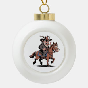 EVIL Krampus Christmas Cowboy Horse Western Xmas Ceramic Ball Christmas Ornament