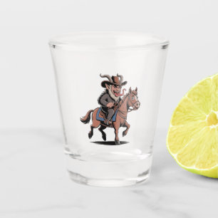 EVIL Krampus Christmas Cowboy Horse Western Xmas Shot Glass