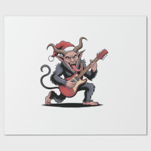 Evil Krampus Playing Guitar Electric Music Xmas Wrapping Paper