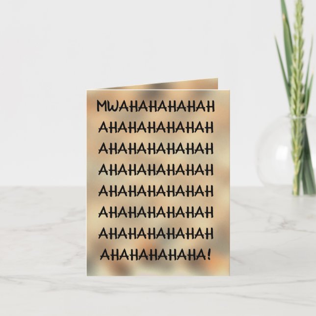 Evil Laugh Halloween Card (orange and black) (Front)