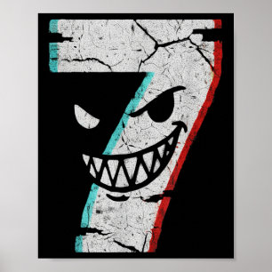 Evil Number 7 Shirt - 7 Ate 9 Joke 67 Meme Hallowe Poster