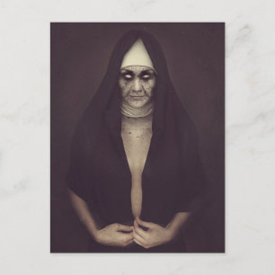 Evil Nun Halloween Postcard