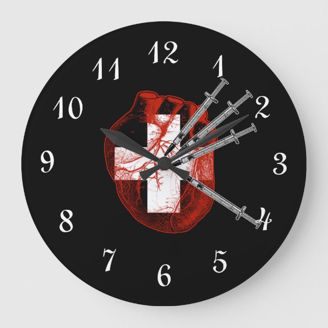 Evil Nurse Heart Large Clock (Front)