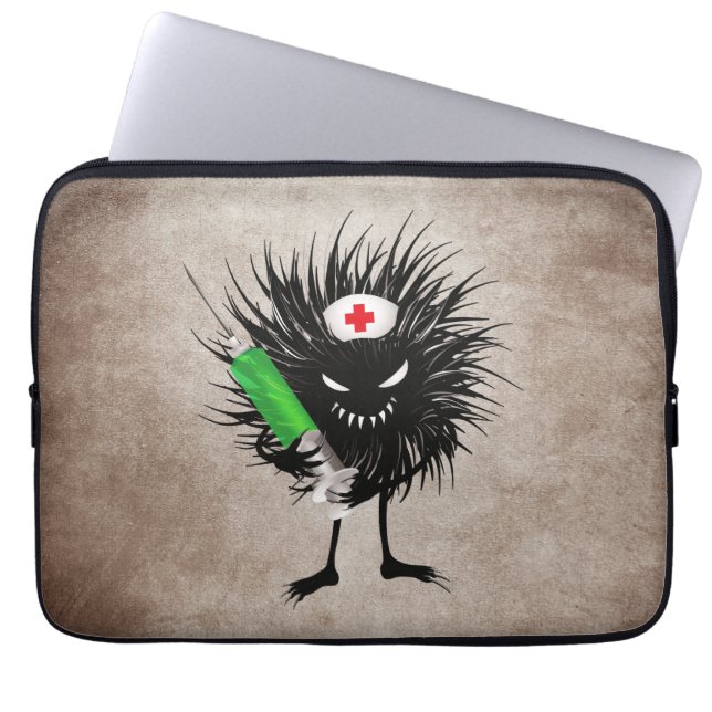 Evil Nurse Monster Art – Gothic Cartoon with Syrin Laptop Sleeve (Front)