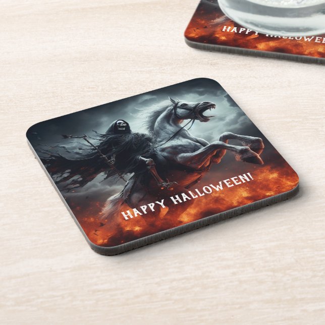 Evil Pale Horse and Death Halloween Coaster (Left Side)
