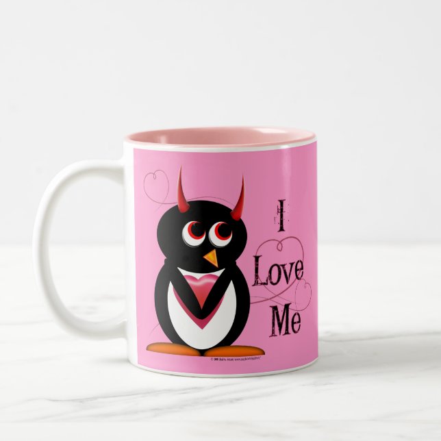 Evil Penguin I LOVE ME Mug (Left)