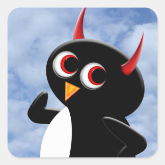 Evil Penguin Poser Square Sticker