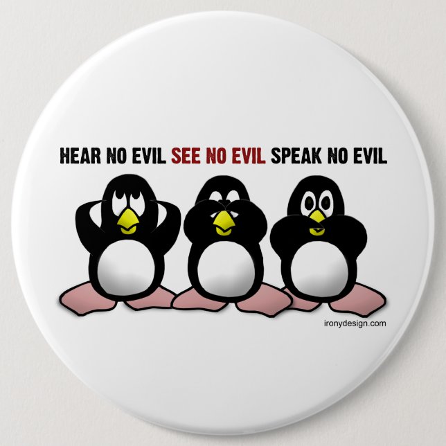 Evil Penguins 6 Inch Round Button (Front)
