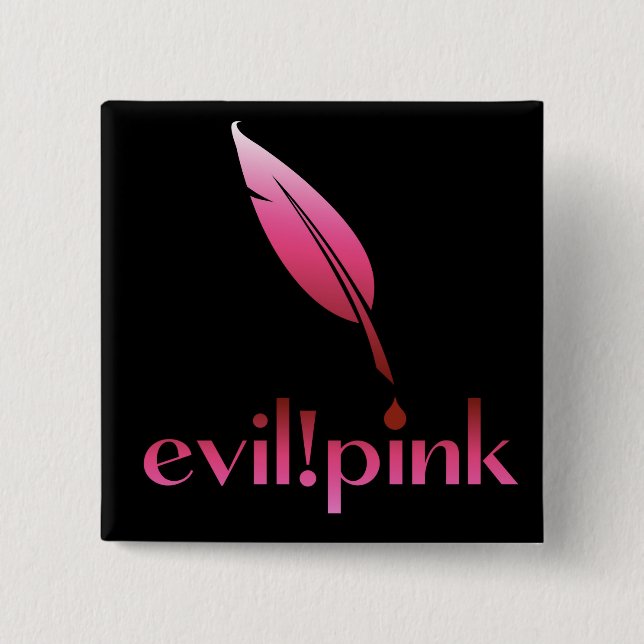evil pink 2 inch square button (Front)