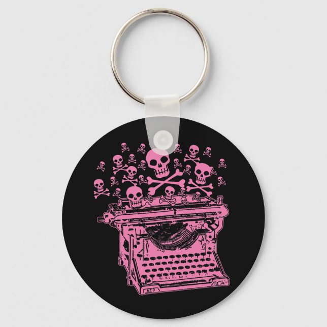 Evil Pink Typewriter Keychain (Front)
