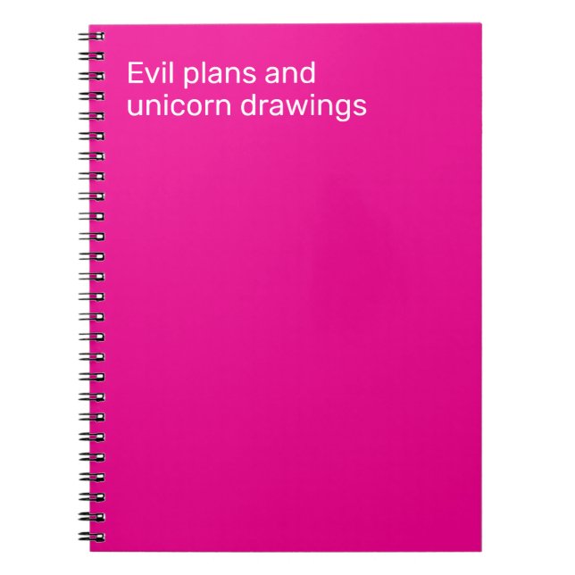Evil plan and unicorn drawings notebook (Front)
