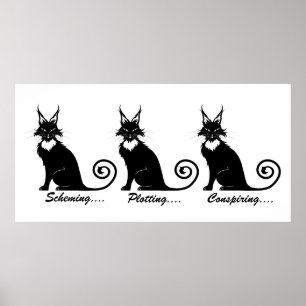 Evil Plotting Cat Trio Poster