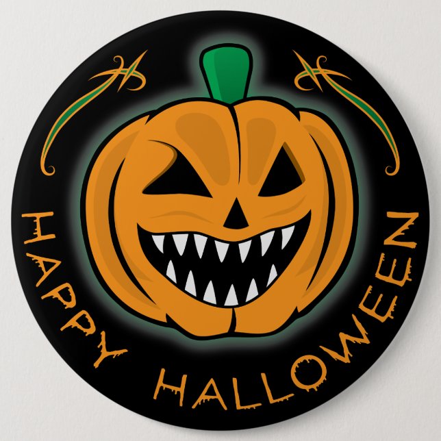 Evil Pumpkin 6 Inch Round Button (Front)