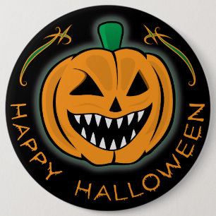 Evil Pumpkin 6 Inch Round Button