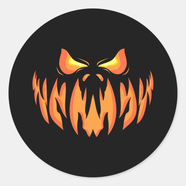 EVIL PUMPKIN CLASSIC ROUND STICKER (Front)