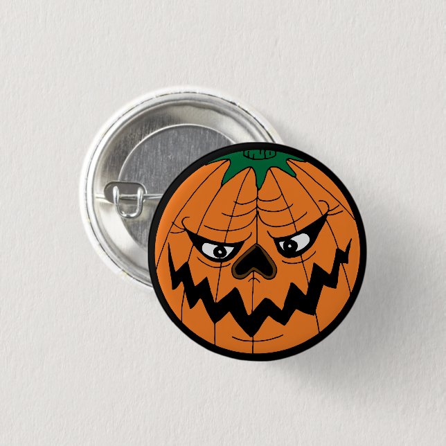 Evil Pumpkin Creepy Kids Halloween Party 1 Inch Round Button (Front & Back)