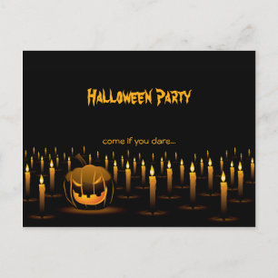 Evil Pumpkin Halloween Candles Invitation Postcard