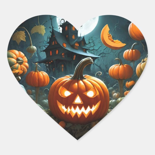 Evil pumpkin  heart sticker (Front)