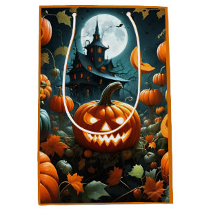 Evil pumpkin orange medium gift bag