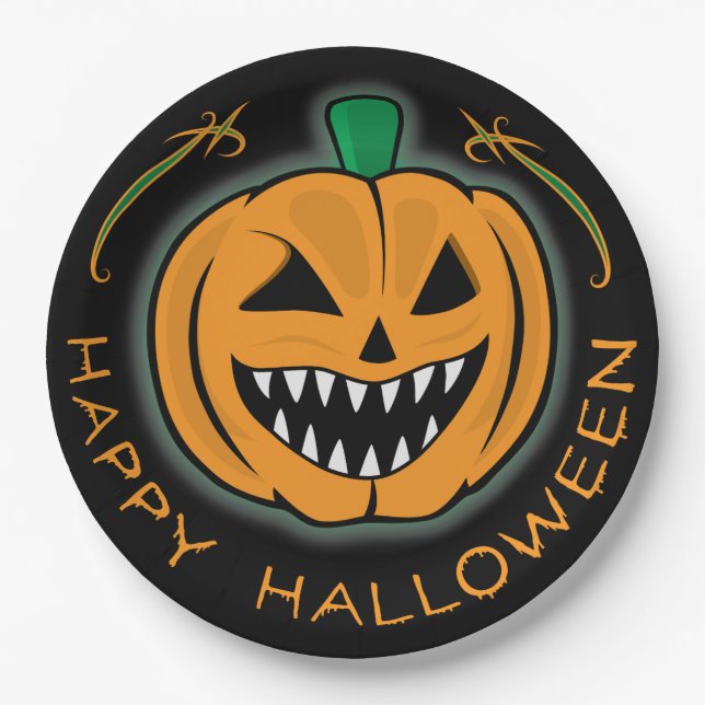 Evil Pumpkin Paper Plate (Front)