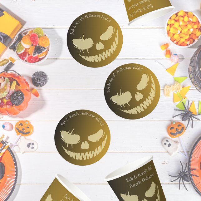 Evil Pumpkin Smile Halloween Party Round Paper Coaster (Evil Pumpkin Smile Halloween Party Round Paper Coaster)