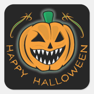 Evil Pumpkin Square Sticker