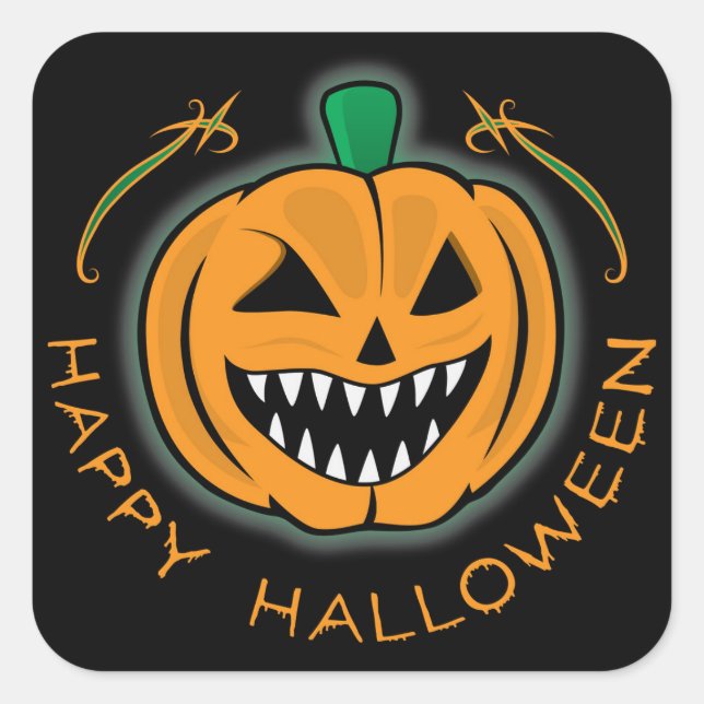 Evil Pumpkin Square Sticker (Front)