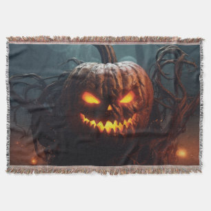 Evil Pumpkin Throw Blanket