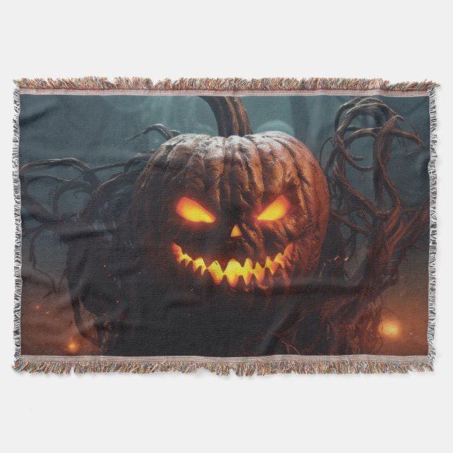 Evil Pumpkin Throw Blanket (Front)