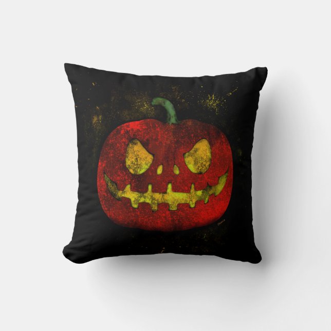 Evil Pumpkin Throw Pillow (Front)
