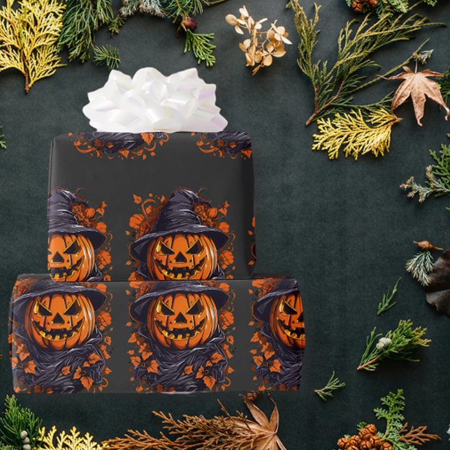Evil Pumpkin Witch Wrapping Paper (Creator Uploaded)