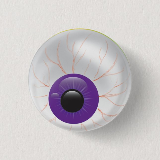 Evil Purple Zombie 3D Eye Halloween Eyeball 1 Inch Round Button (Front)