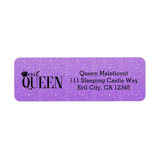 EVIL QUEEN Purple Parties scintillant Glam Étiquet (Devant)