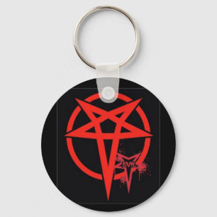 Evil Red Black Magic Pentagram Keychain