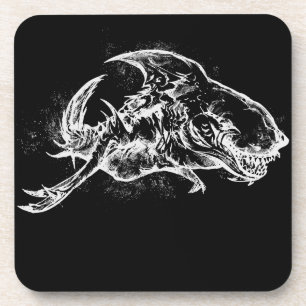 Evil Shark in White Coaster