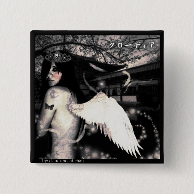 Evil Side Angel 2 Inch Square Button (Front)