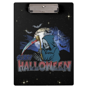Evil Skeleton In Scary Dark Night Halloween Clipboard