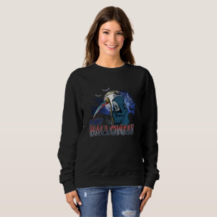 Evil Skeleton In Scary Dark Night Halloween Sweatshirt