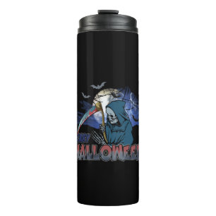 Evil Skeleton In Scary Dark Night Halloween Thermal Tumbler