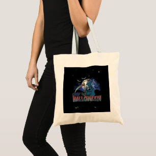 Evil Skeleton In Scary Dark Night Halloween Tote Bag