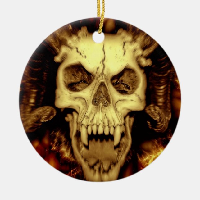 Evil skull ceramic ornament (Front)