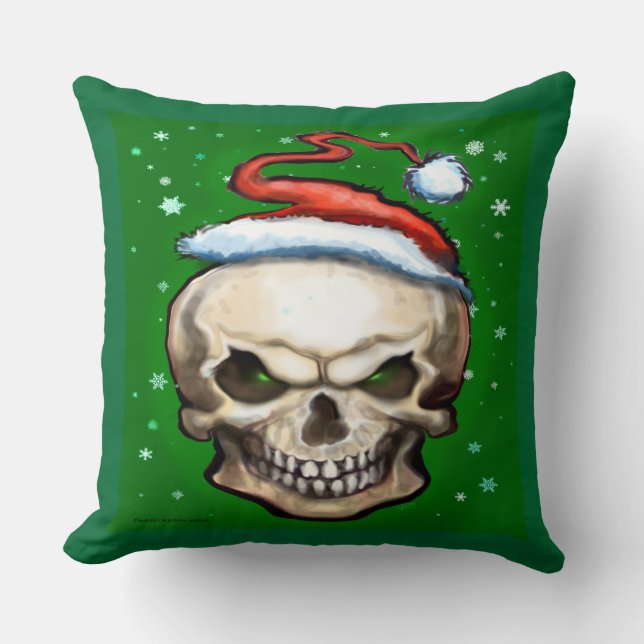 Evil Skull Christmas Pillow (Front)