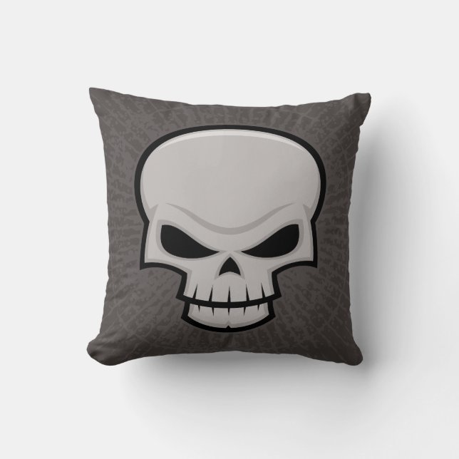 Evil Skull Design Throw Pillow (Front)
