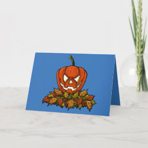 evil smiling halloween pumpkin card