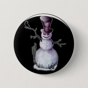evil snowman 2 inch round button