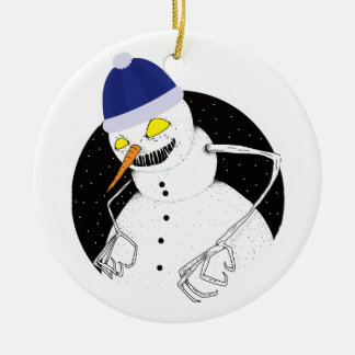 Evil Snowman Ceramic Ornament