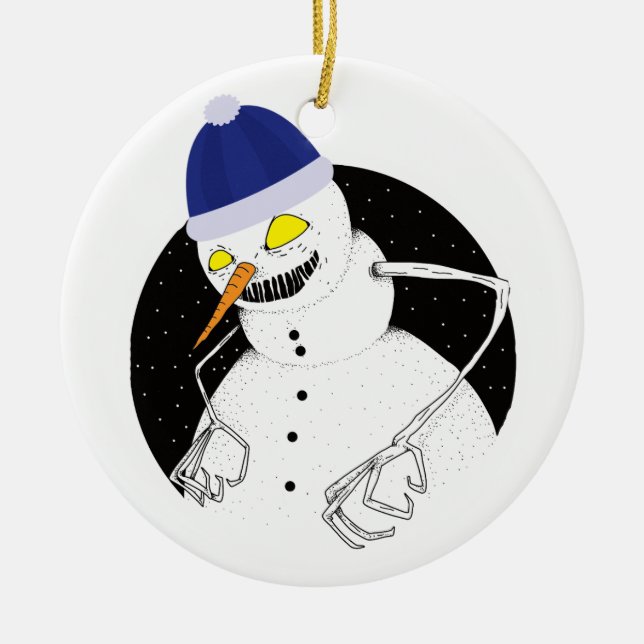 Evil Snowman Ceramic Ornament (Front)