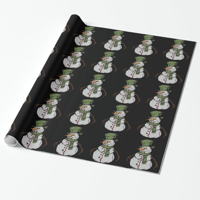Evil Snowman Wrapping Paper (Unrolled)